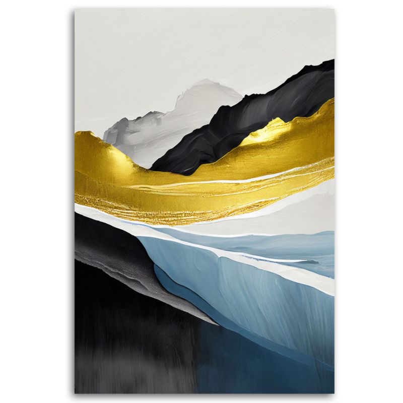 Obraz do salonu sypialni Feeby Abstrakcja Góry Złoty 60x90 cm 1szt