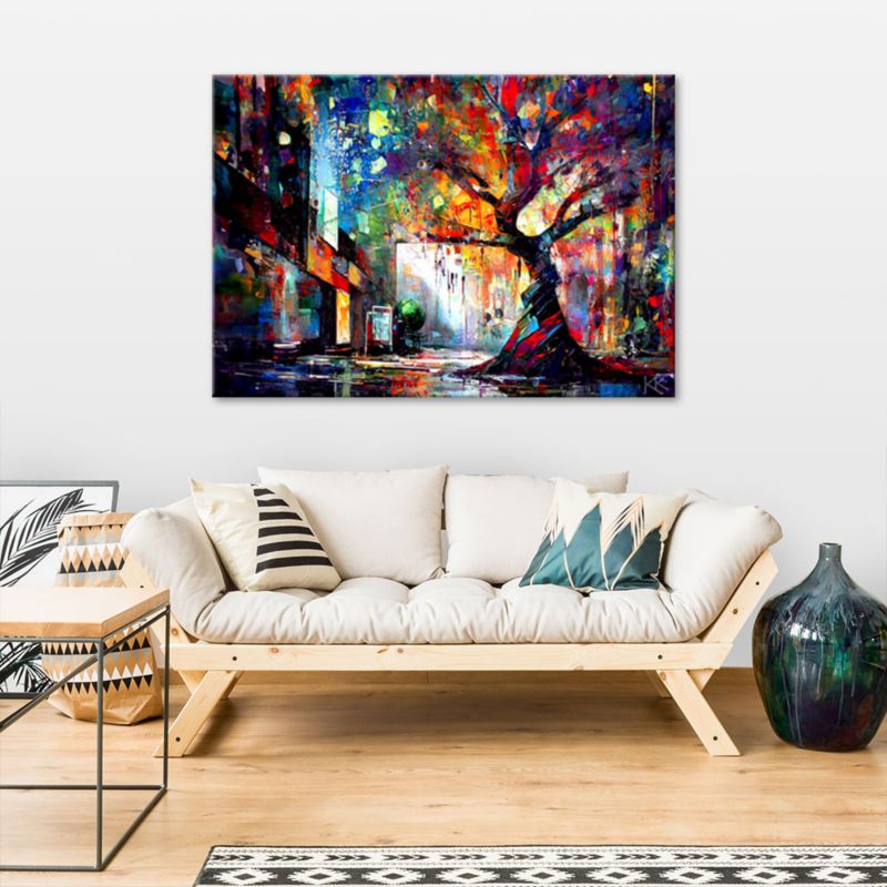 Obraz do salonu sypialni Feeby Abstrakcyjne Kolorowe Drzewo 90x60cm 1szt