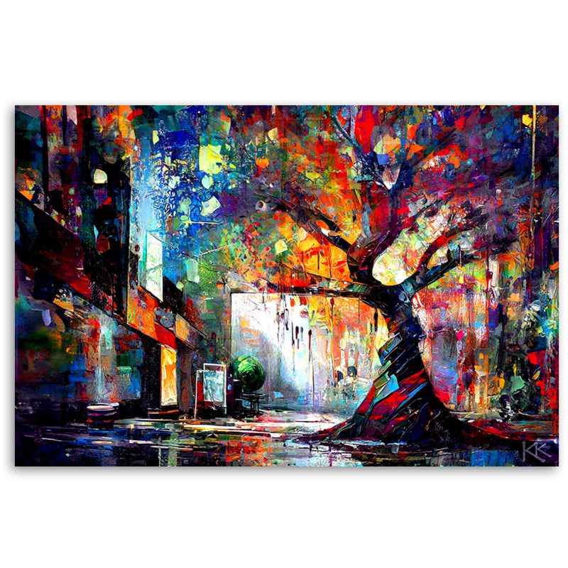 Obraz do salonu sypialni Feeby Abstrakcyjne Kolorowe Drzewo 90x60cm 1szt
