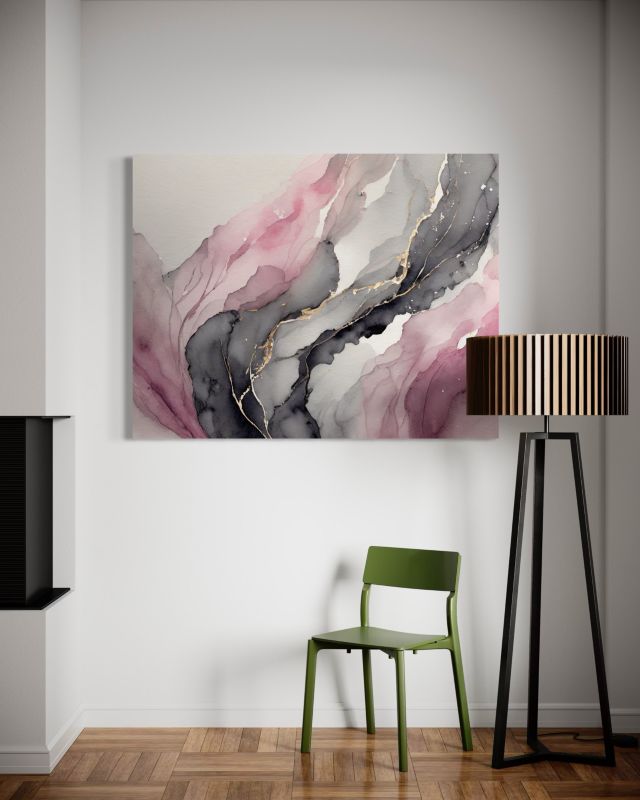 Obraz do salonu sypialni Feeby Akwarela Abstrakcja Różowy 90x60 cm 1szt