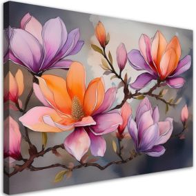 Obraz do salonu sypialni Feeby Akwarela Kolorowe Kwiaty 60x40 cm 1szt