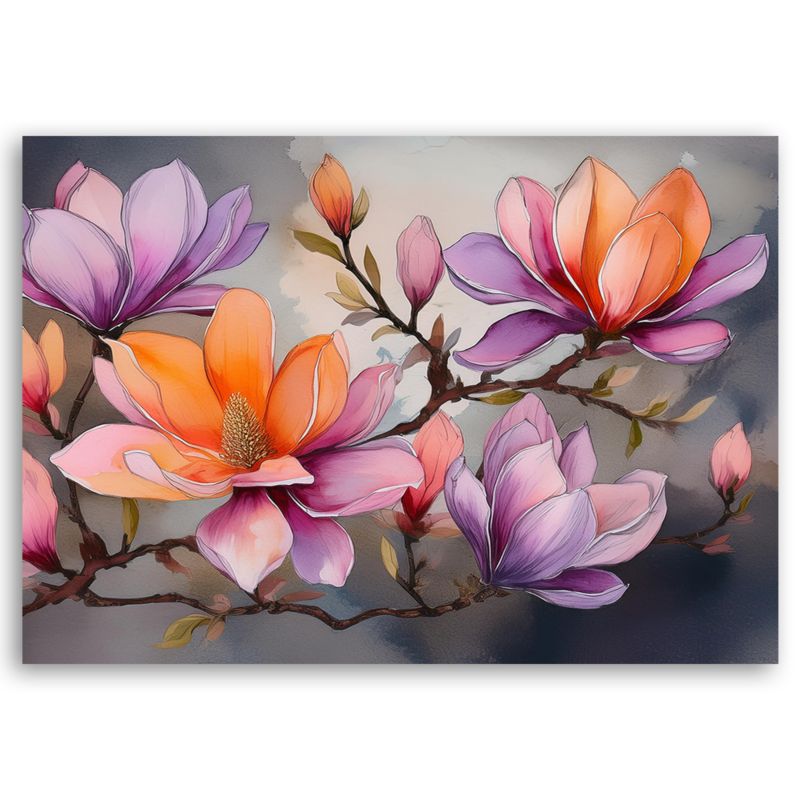 Obraz do salonu sypialni Feeby Akwarela Kolorowe Kwiaty 60x40 cm 1szt
