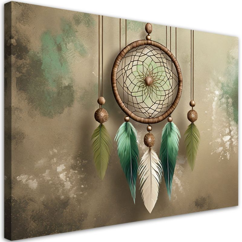 Obraz do salonu sypialni Feeby Łapacz snów Boho Beżowy 100x70 cm 1szt