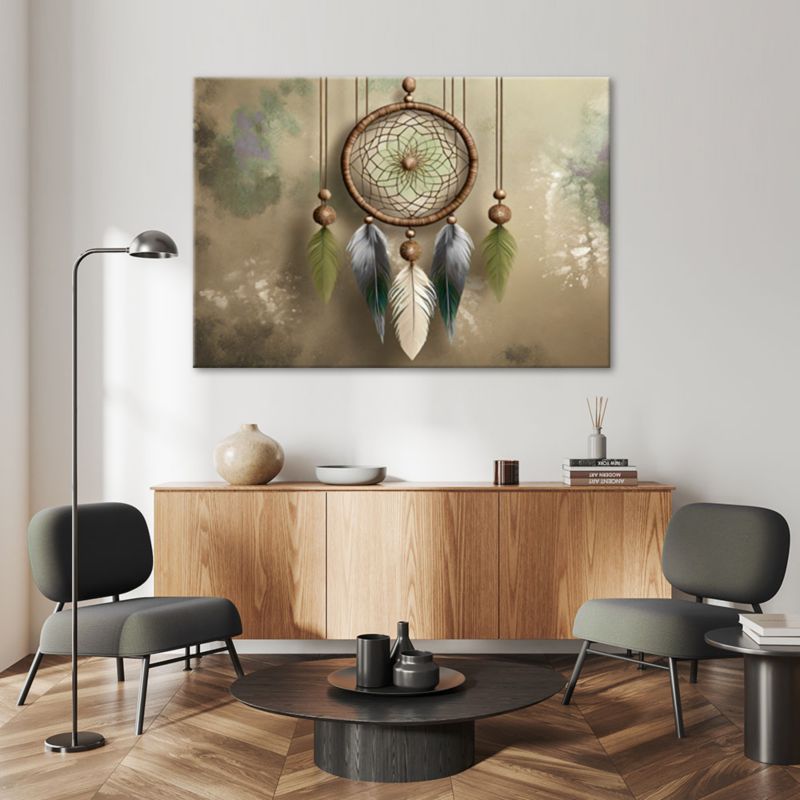 Obraz do salonu sypialni Feeby Łapacz snów Boho Beżowy 100x70 cm 1szt