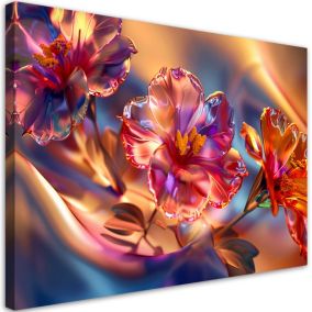 Obraz do salonu sypialni Feeby Błyszczące Szklane Kwiaty 100x70 cm 1szt