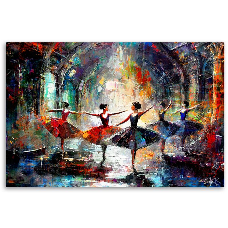 Obraz do salonu sypialni Feeby Baletnice Taniec Muzyka Kolorowy 90x60cm 1szt