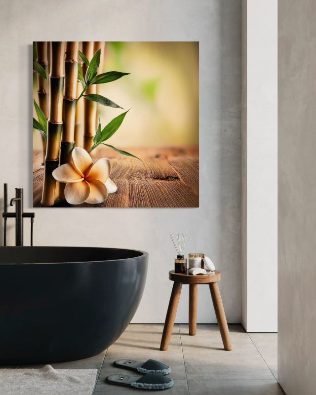 Obraz do salonu sypialni Feeby Bambusowe Kwiaty Zen 60x60 cm 1szt