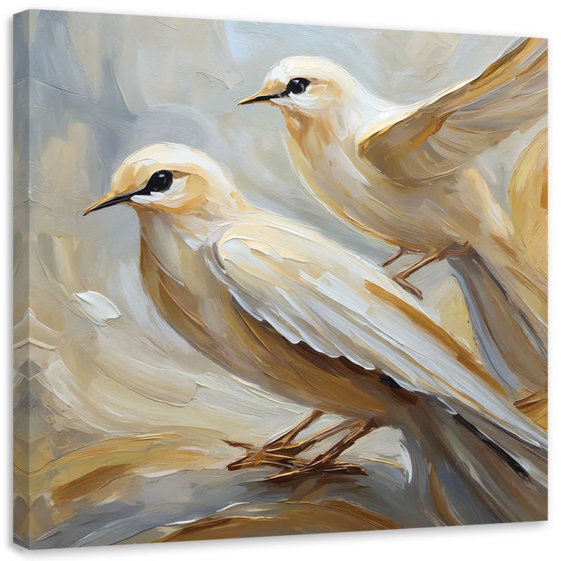Obraz do salonu sypialni Feeby Beżowe Ptaki jak malowane 40x40 cm 1szt