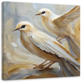 Obraz do salonu sypialni Feeby Beżowe Ptaki jak malowane 40x40 cm 1szt