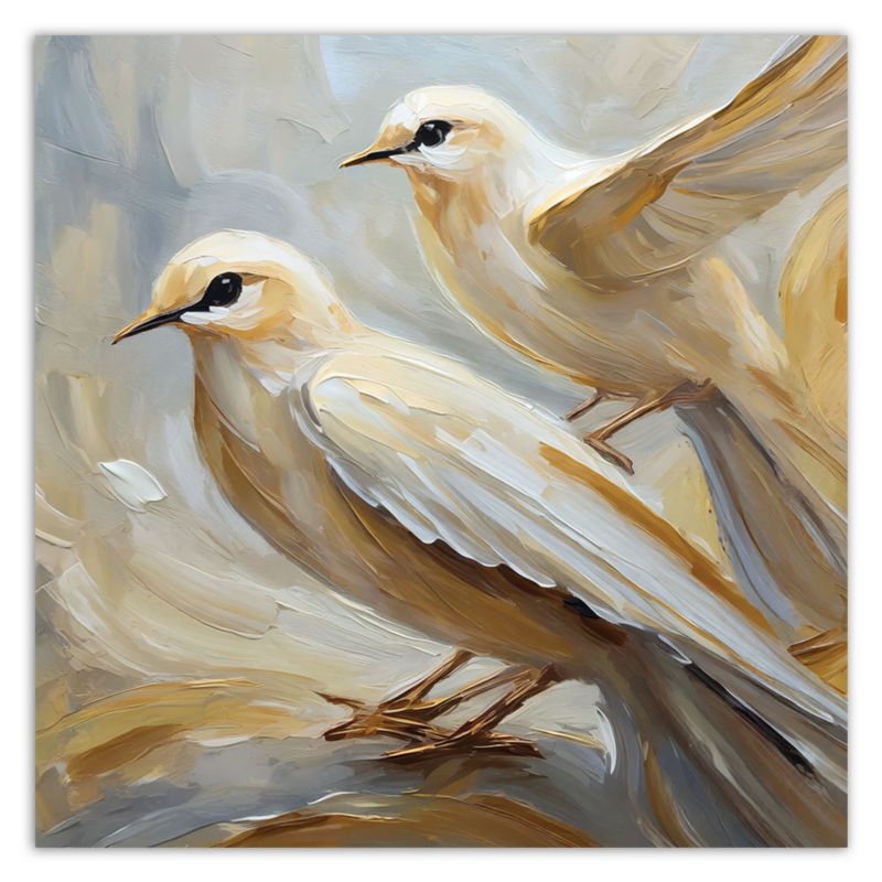 Obraz do salonu sypialni Feeby Beżowe Ptaki jak malowane 50x50 cm 1szt