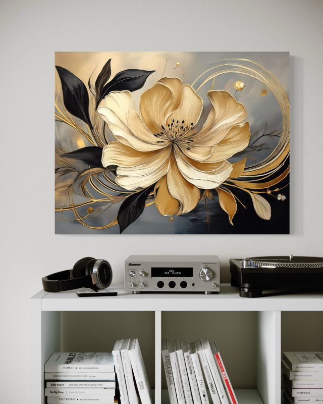 Obraz do salonu sypialni Feeby Beżowy Kwiat Abstrakcja 90x60 cm 1szt