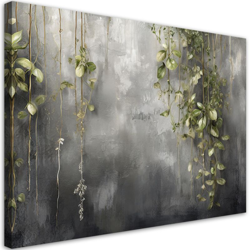 Obraz do salonu sypialni Feeby Beton Natura Zielone Liście 90x60 cm 1szt