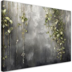 Obraz do salonu sypialni Feeby Beton Natura Zielone Liście 90x60 cm 1szt