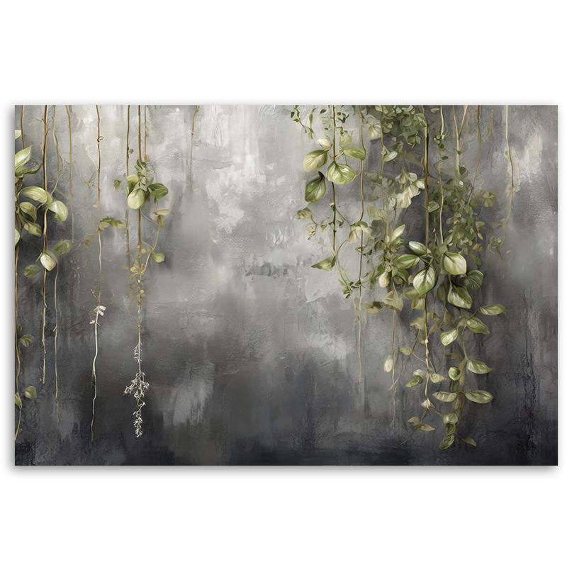 Obraz do salonu sypialni Feeby Beton Natura Zielone Liście 90x60 cm 1szt