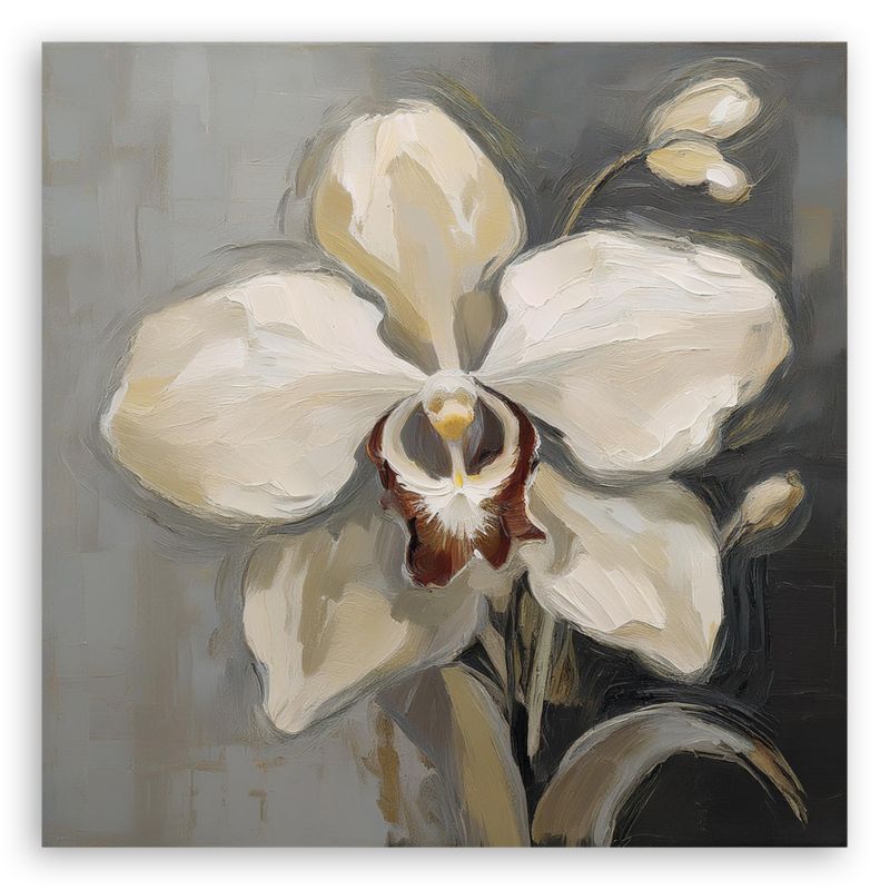Obraz do salonu sypialni Feeby Biała Malowana Orchidea 40x40 cm 1szt