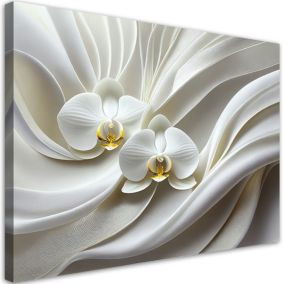 Obraz do salonu sypialni  Feeby Biała Orchidea Abstrakcja 3D 120x80 cm 1szt