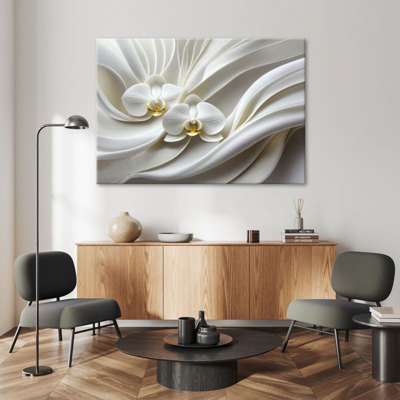 Obraz do salonu sypialni  Feeby Biała Orchidea Abstrakcja 3D 120x80 cm 1szt