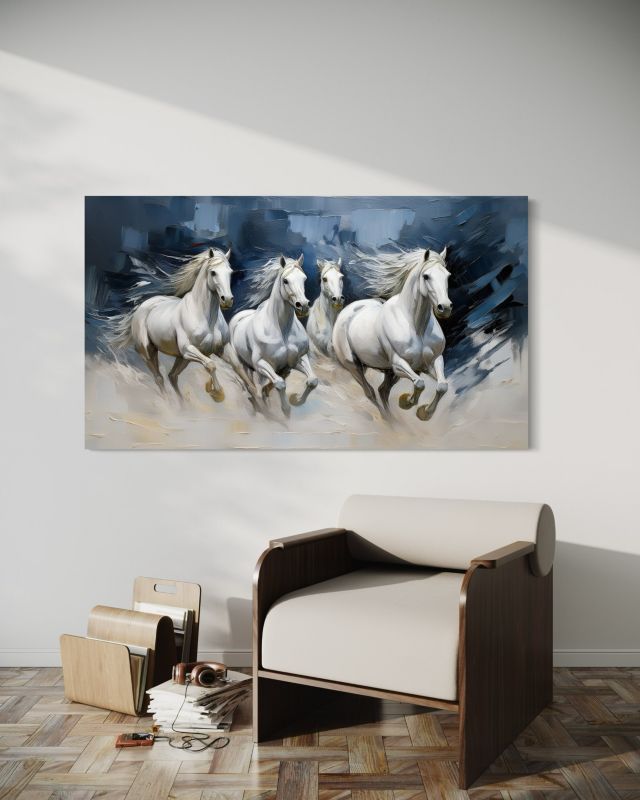 Obraz do salonu sypialni Feeby Białe Konie w galopie 60x40 cm 1szt