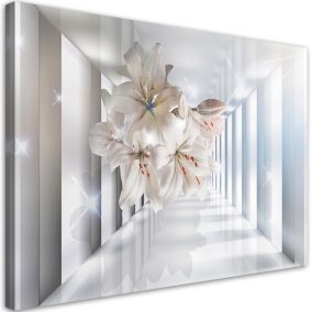 Obraz do salonu sypialni Feeby Białe Kwiaty w Korytarzu 3D 100x70cm 1szt