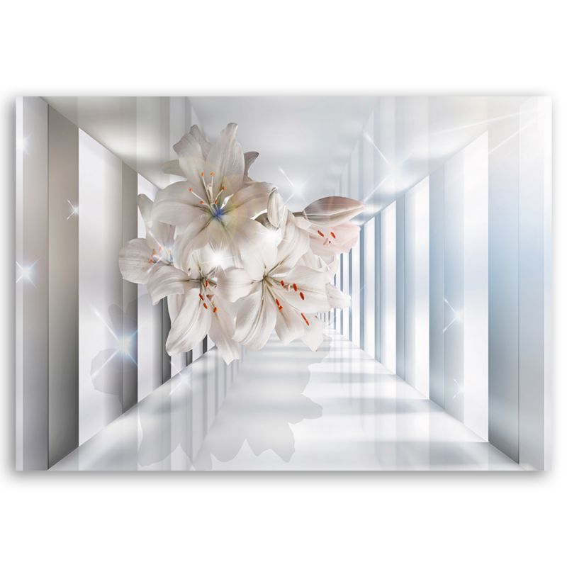 Obraz do salonu sypialni Feeby Białe Kwiaty w Korytarzu 3D 100x70cm 1szt