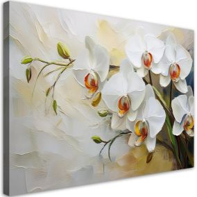 Obraz do salonu sypialni Feeby Białe Malowane Kwiaty 120x80 cm 1szt