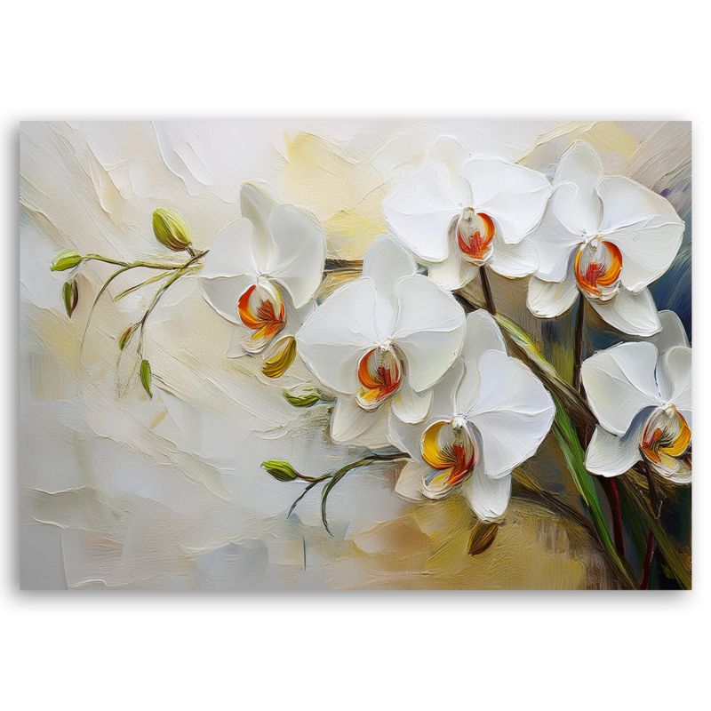 Obraz do salonu sypialni Feeby Białe Malowane Kwiaty 120x80 cm 1szt