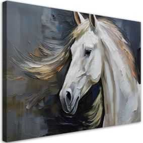 Obraz do salonu sypialni Feeby Biały Koń Zwierzęta 100x70 cm 1szt