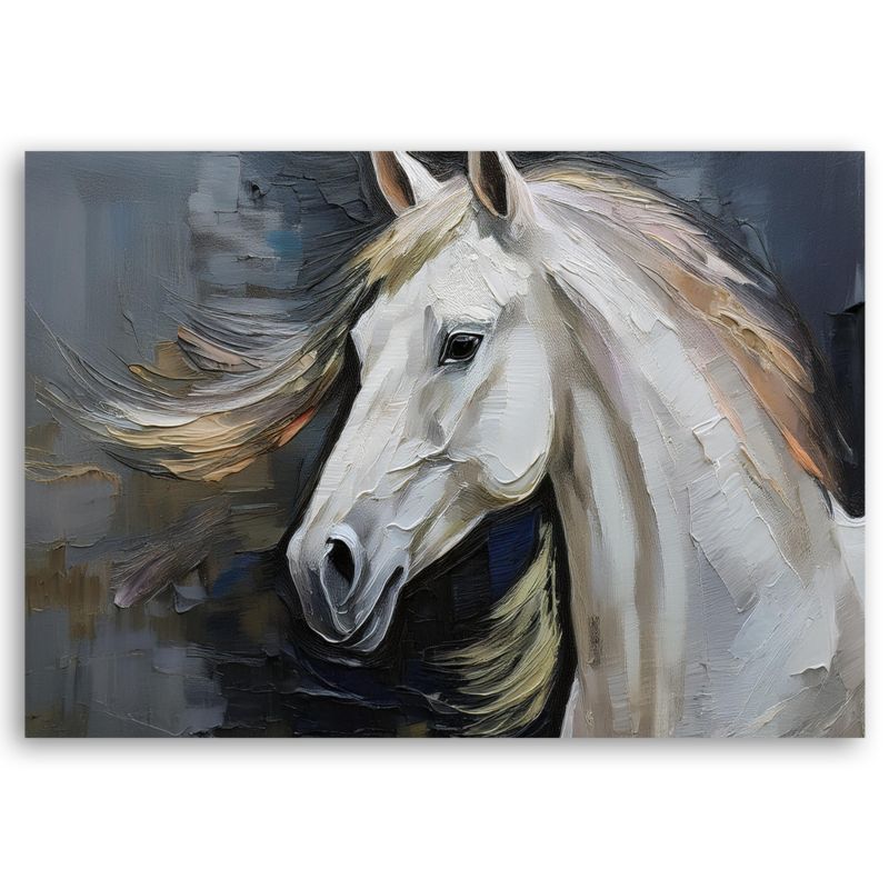 Obraz do salonu sypialni Feeby Biały Koń Zwierzęta 100x70 cm 1szt