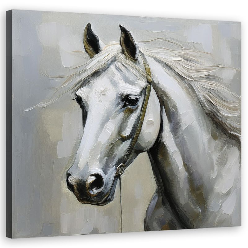 Obraz do salonu sypialni Feeby Biały Koń Zwierzęta 30x30 cm 1szt