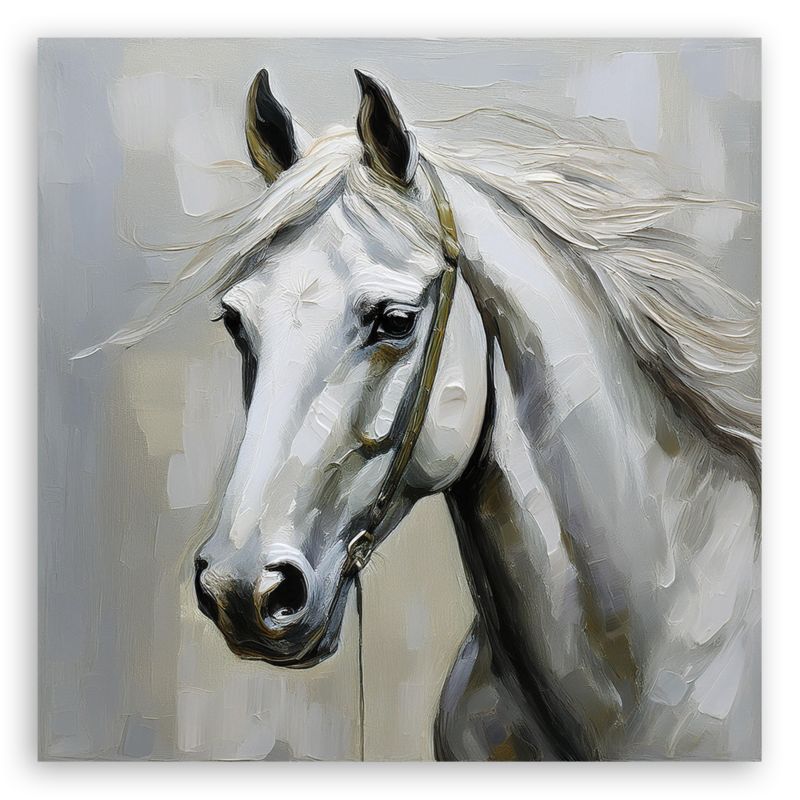 Obraz do salonu sypialni Feeby Biały Koń Zwierzęta 30x30 cm 1szt