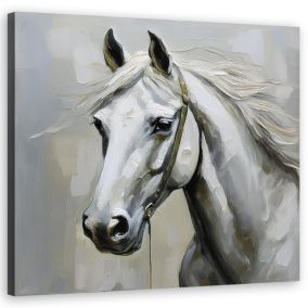 Obraz do salonu sypialni Feeby Biały Koń Zwierzęta 50x50 cm 1szt