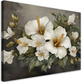 Obraz do salonu sypialni Feeby Biały Kwiat Hibiskusa 100x70 cm 1szt