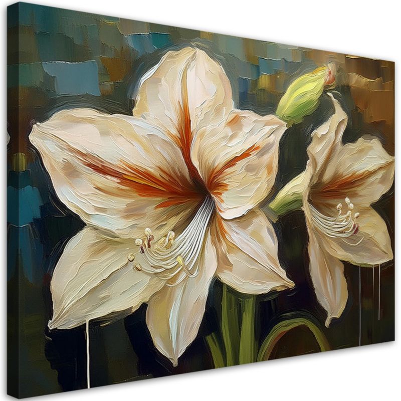 Obraz do salonu sypialni Feeby Biały Kwiat Lilii 100x70 cm 1szt