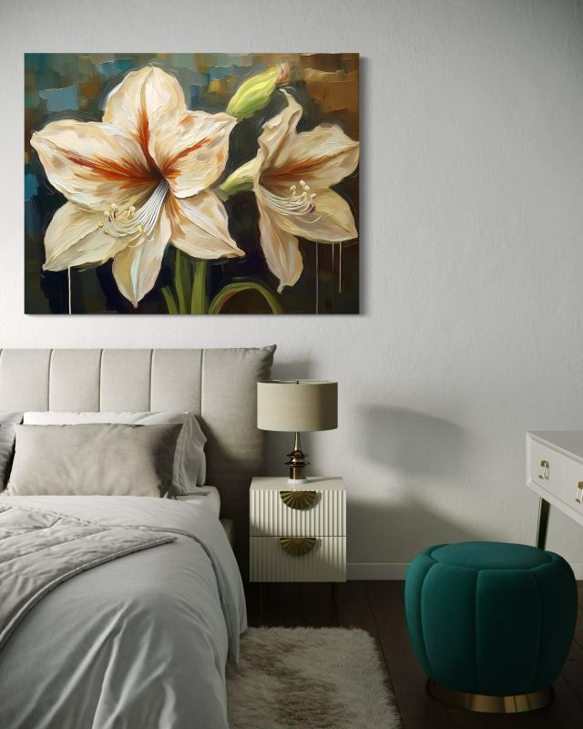 Obraz do salonu sypialni Feeby Biały Kwiat Lilii 100x70 cm 1szt