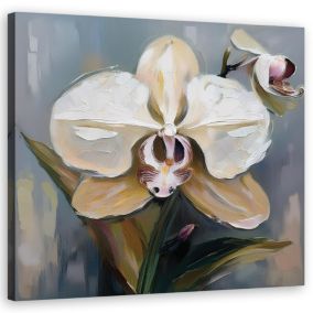 Obraz do salonu sypialni Feeby Biały Kwiat Orchidei 40x40 cm 1szt