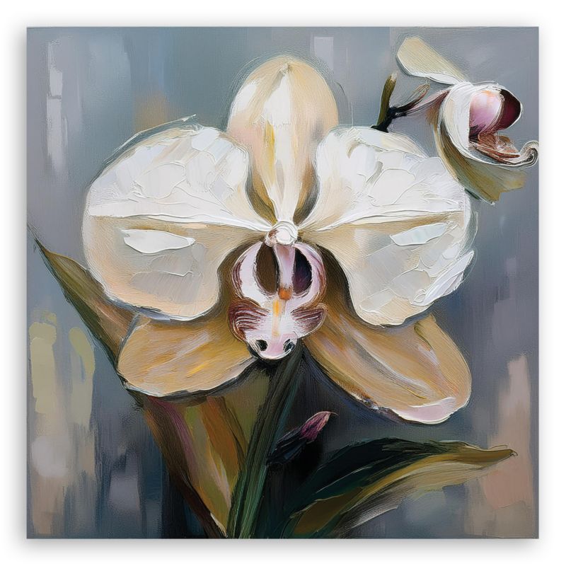 Obraz do salonu sypialni Feeby Biały Kwiat Orchidei 40x40 cm 1szt