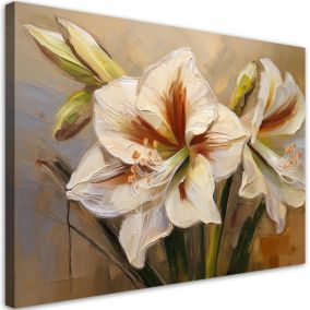 Obraz do salonu sypialni Feeby Biały Malowany Kwiat 90x60 cm 1szt