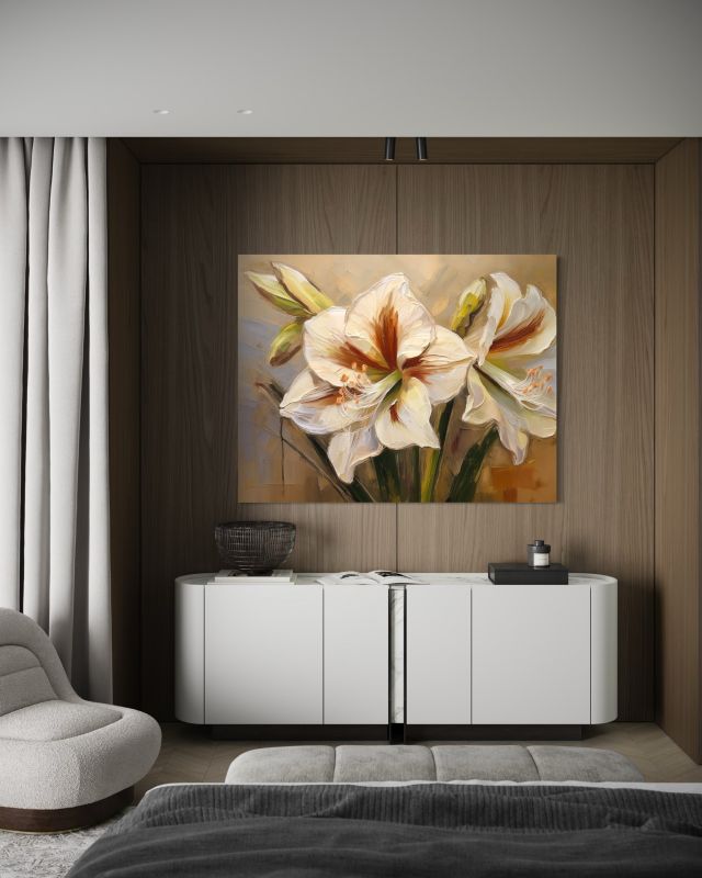 Obraz do salonu sypialni Feeby Biały Malowany Kwiat 90x60 cm 1szt