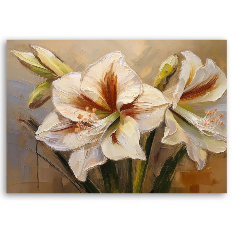Obraz do salonu sypialni Feeby Biały Malowany Kwiat 90x60 cm 1szt