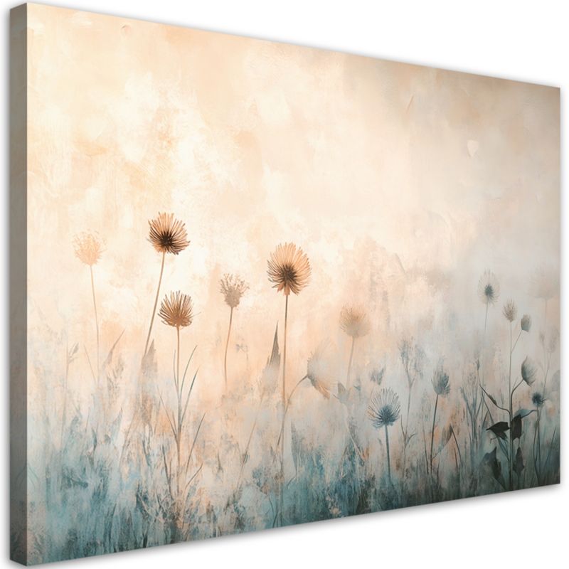 Obraz do salonu sypialni Feeby Boho Dmuchawce Mgła Beżowy 100x70 cm 1szt