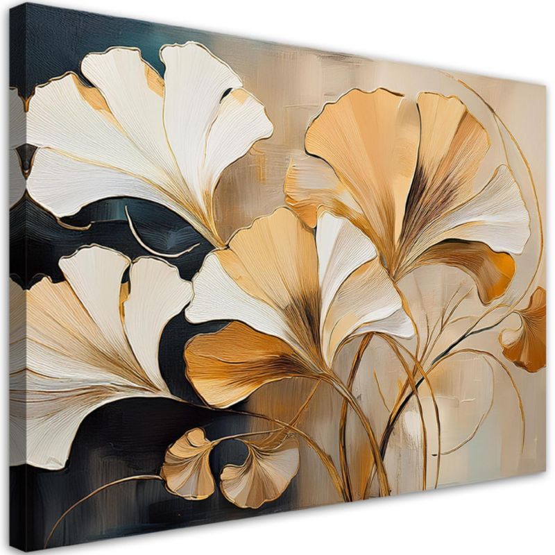 Obraz do salonu sypialni Feeby Boho Ginko Liście Natura 100x70 cm 1szt