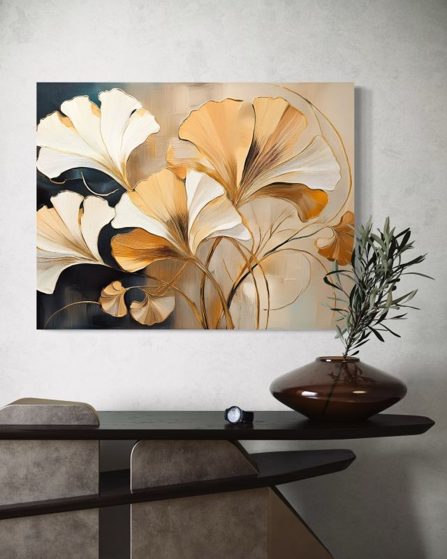 Obraz do salonu sypialni Feeby Boho Ginko Liście Natura 120x80 cm 1szt