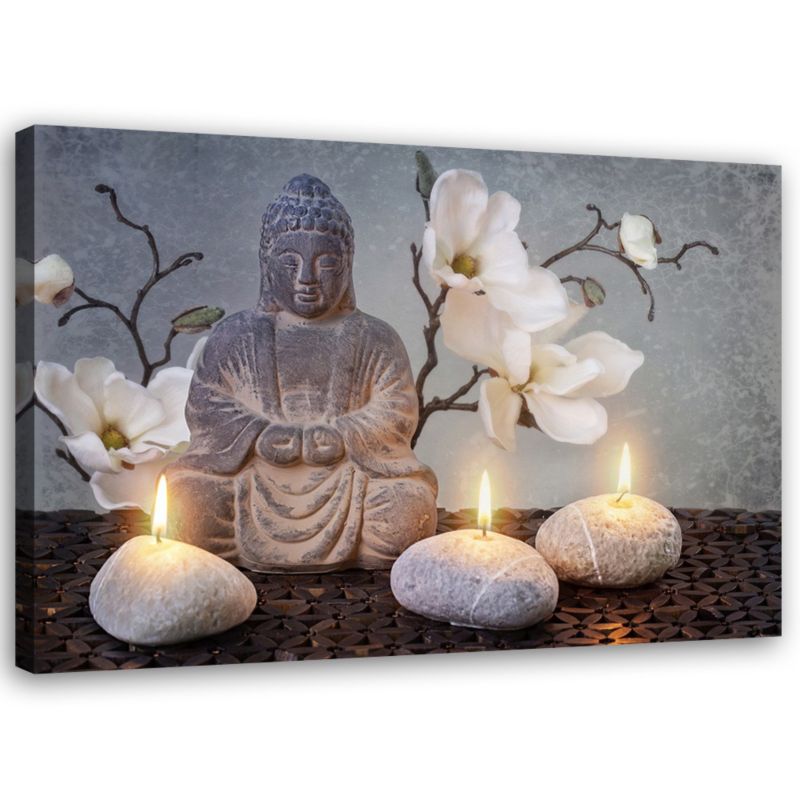 Obraz do salonu sypialni Feeby Budda Zen Orchidea Beżowy 120x80cm 1szt
