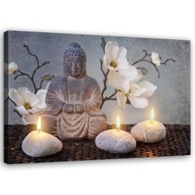 Obraz do salonu sypialni Feeby Budda Zen Orchidea Beżowy 120x80cm 1szt