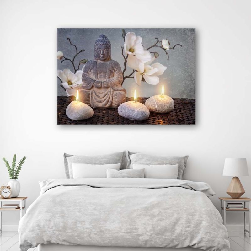Obraz do salonu sypialni Feeby Budda Zen Orchidea Beżowy 120x80cm 1szt
