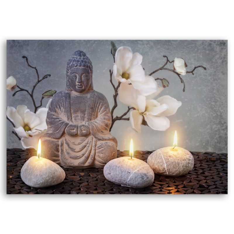Obraz do salonu sypialni Feeby Budda Zen Orchidea Beżowy 120x80cm 1szt