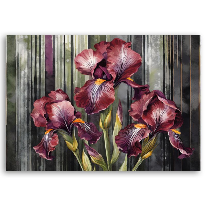 Obraz do salonu sypialni Feeby Czerwone Irysy Kwiaty 120x80 cm 1szt