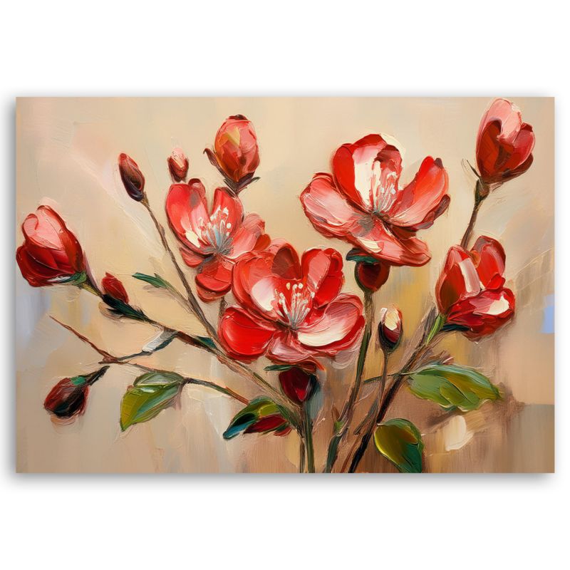 Obraz do salonu sypialni Feeby Czerwone Kwitnące Kwiaty Rośliny 60x40 cm 1 szt