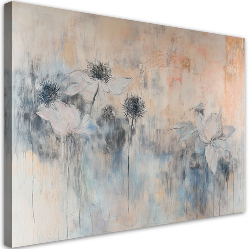 Obraz do salonu sypialni Feeby Delikatne Kwiaty Rośliny w Beżu 90x60 cm 1szt