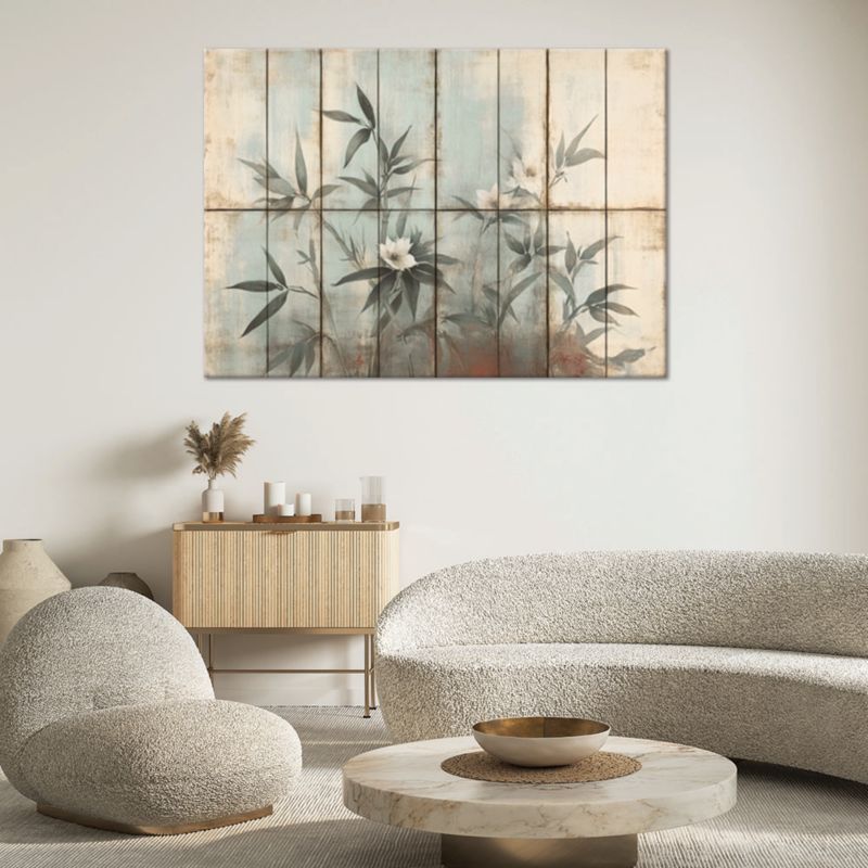 Obraz do salonu sypialni Feeby Delikatne Rośliny Liście w pastelach 60x40 cm 1szt